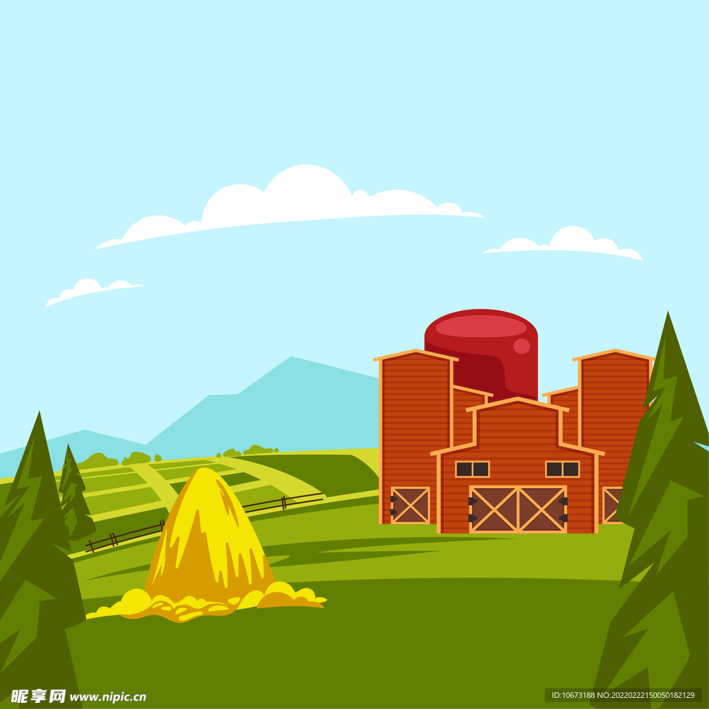 矢量农场背景 