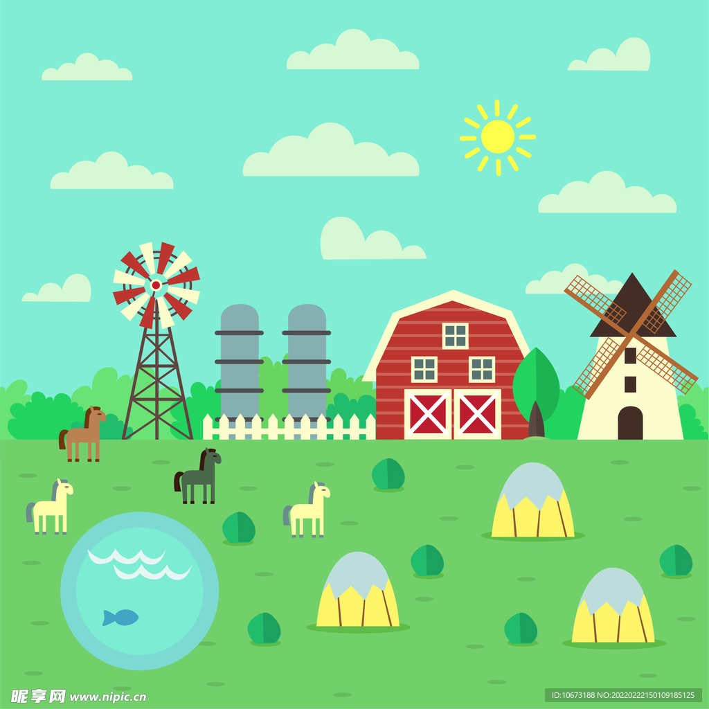 矢量农场背景 