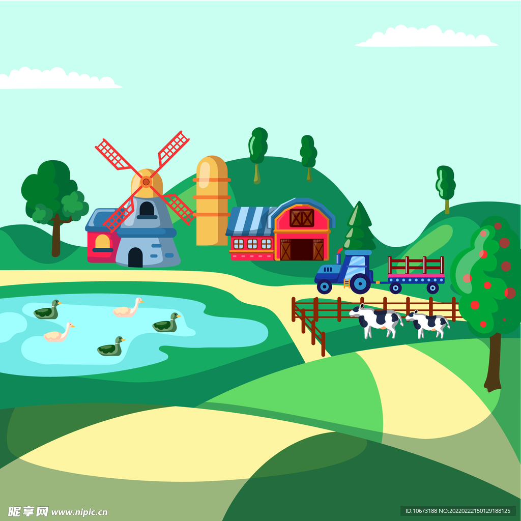 矢量农场背景 
