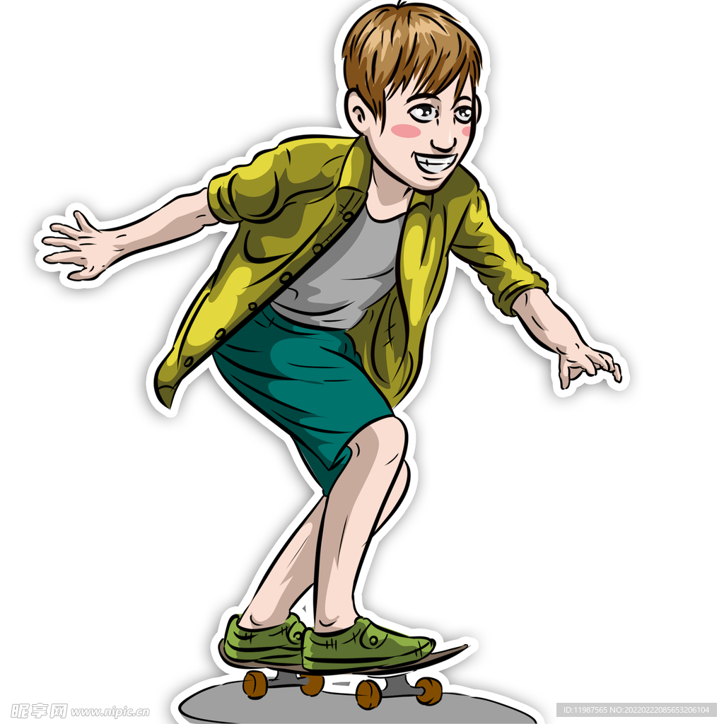 滑滑板的青年分层图