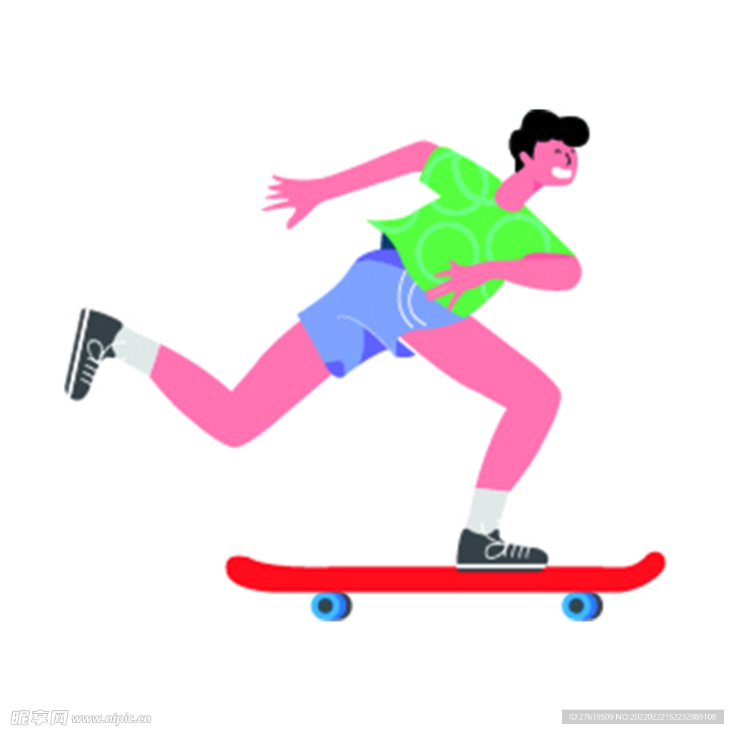 滑滑板的小男孩素材
