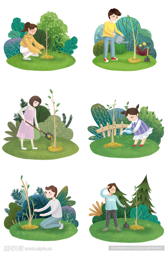 植树节人物插画合集