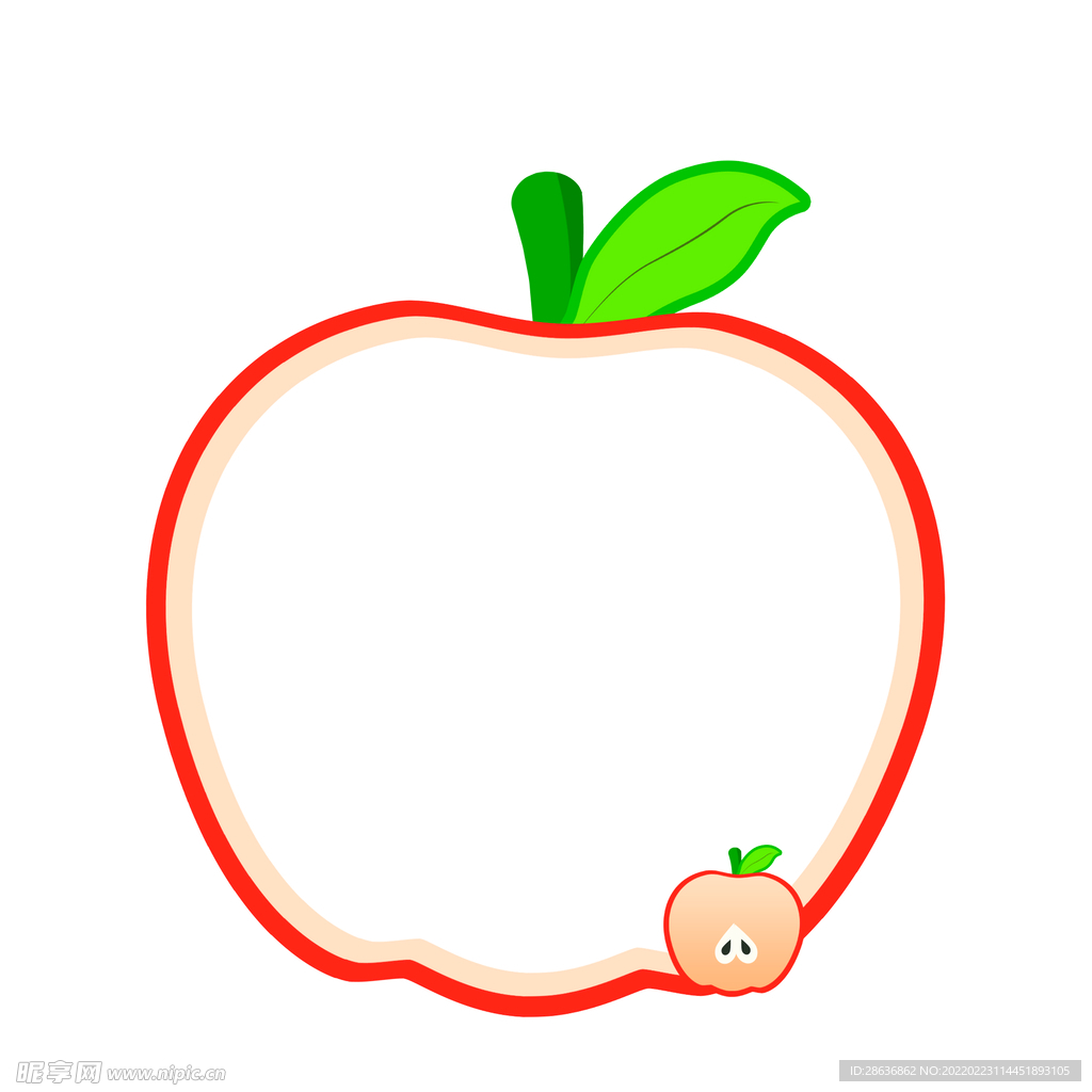 红色的苹果边框插画
