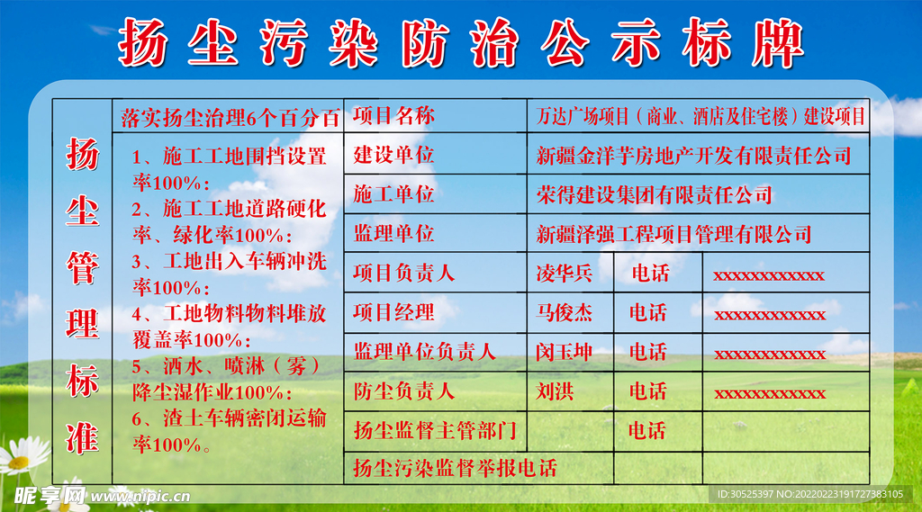 扬尘污染防治公示牌