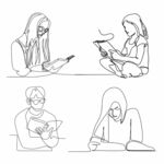 人物阅读线描图