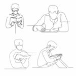 人物阅读线描图