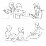 人物阅读线描图
