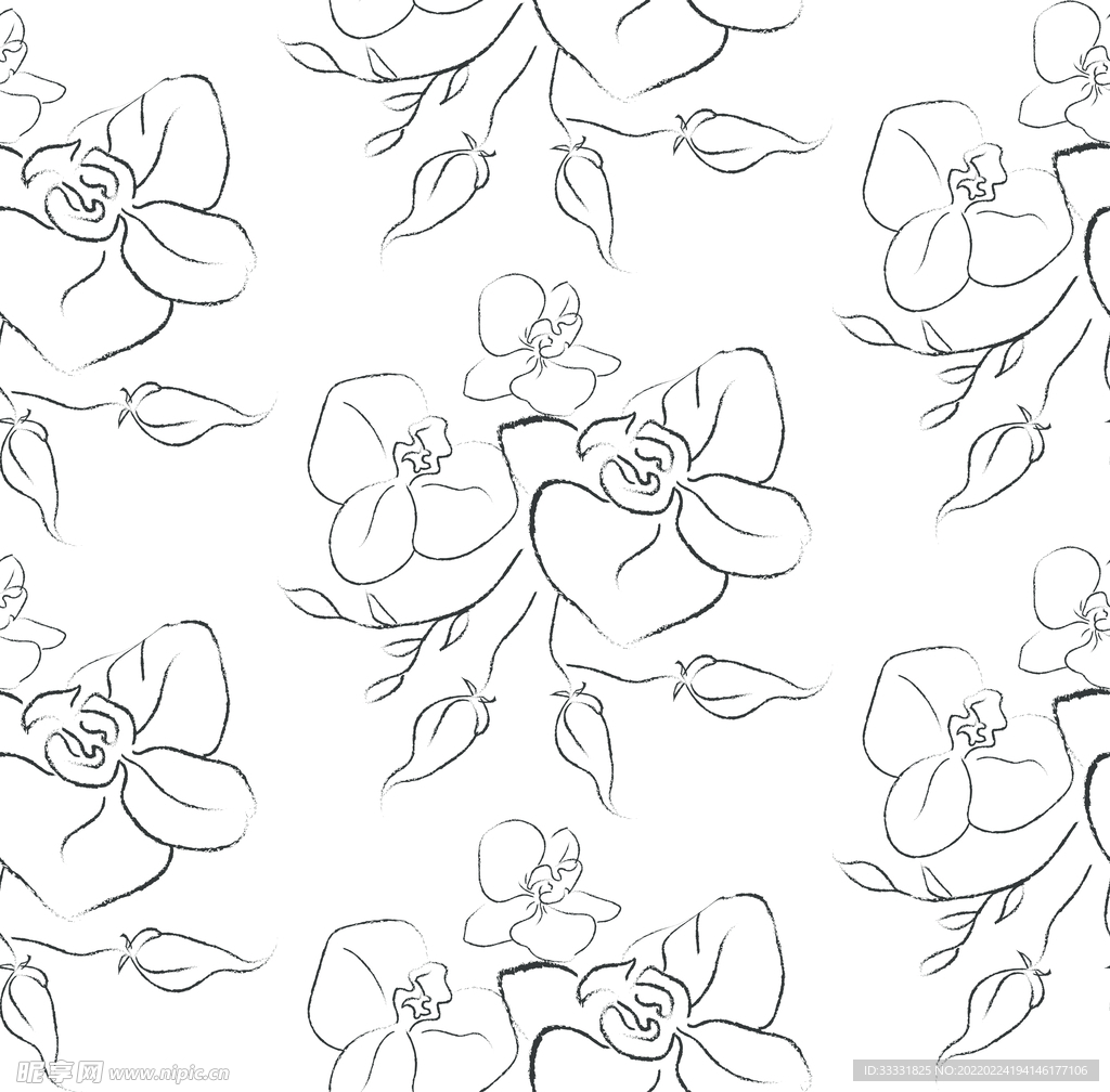 线描花