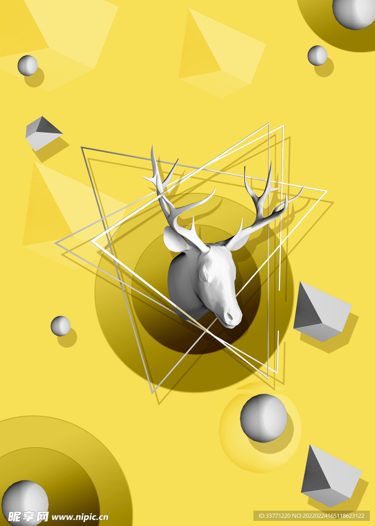 几何鹿头背景