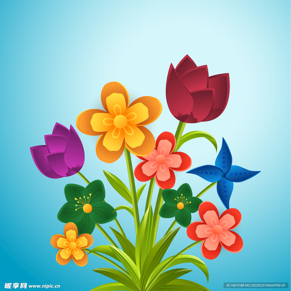 纸质风格花背景 