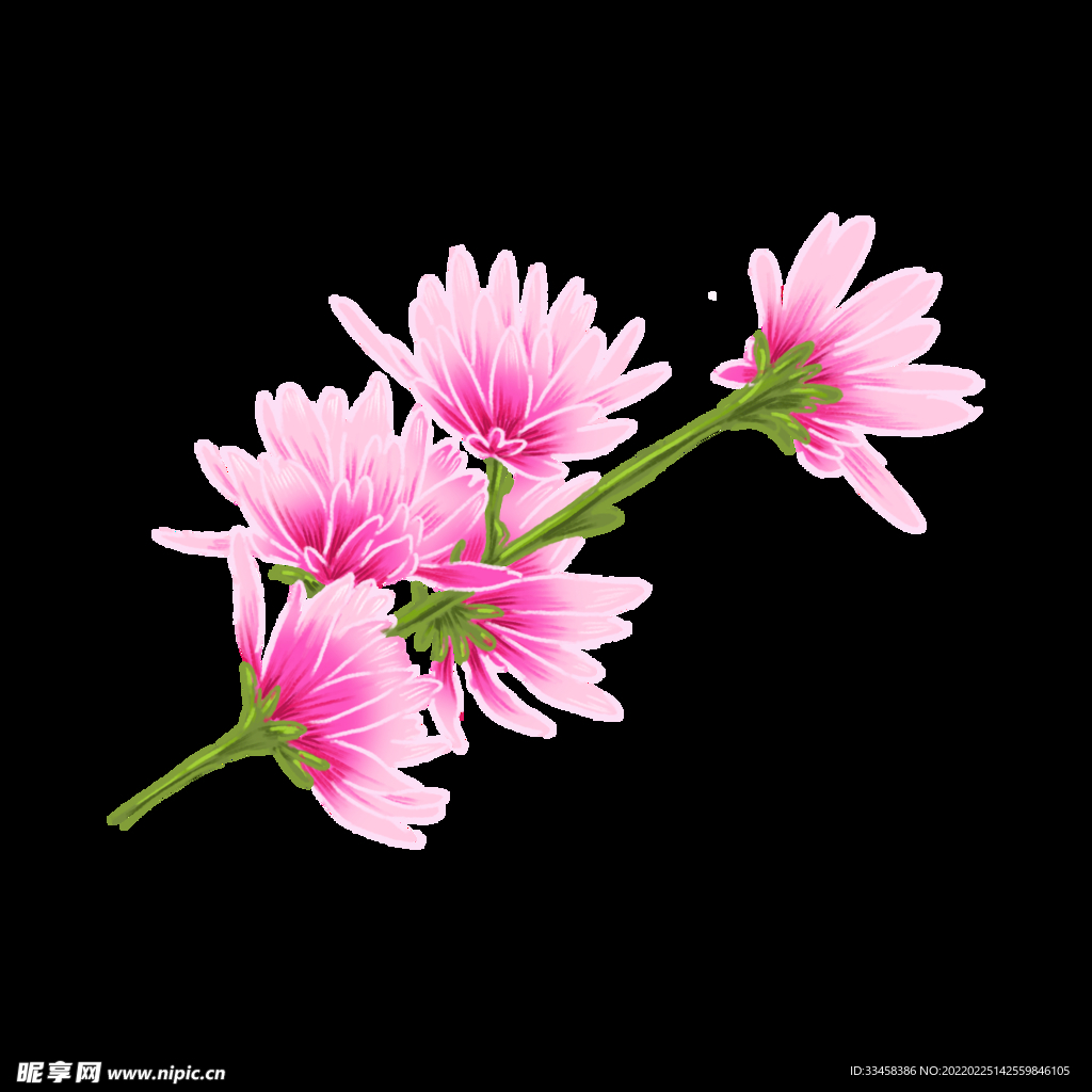 手绘春天盛放桃花