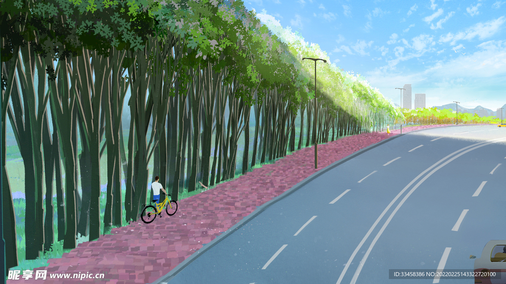 春天的遇见唯美插画