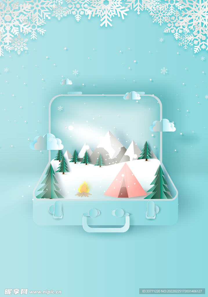 立体冬天下雪背景