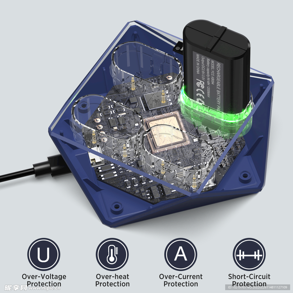 XBOX电池座充 座充芯片图 