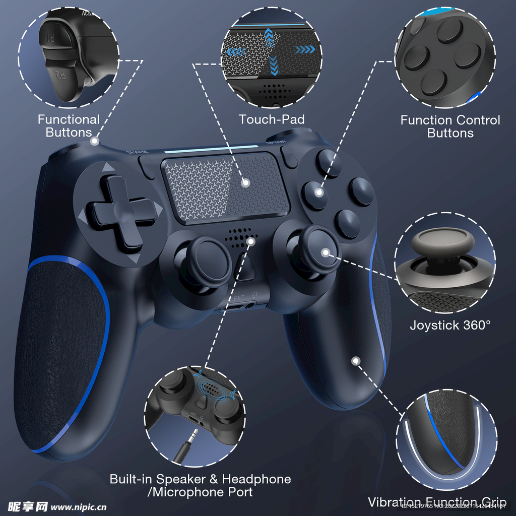 PS4手柄 细节图 游戏手柄 