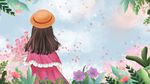 手捧鲜花的女神创意插画设计.