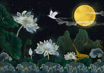 复古金线山水画