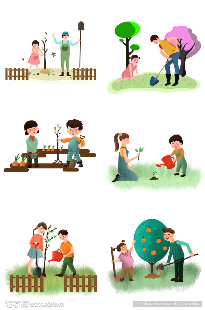 大家一起种树插画合集