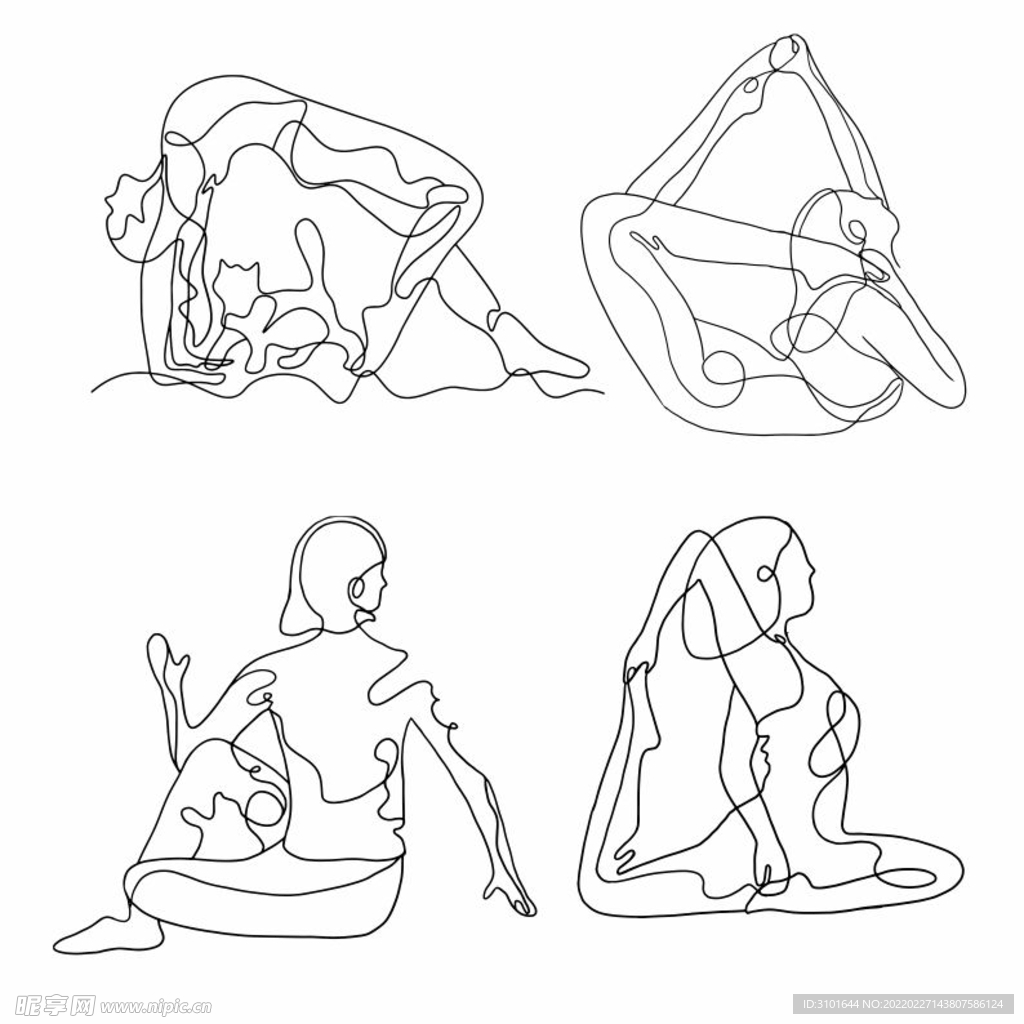 线描瑜珈动作
