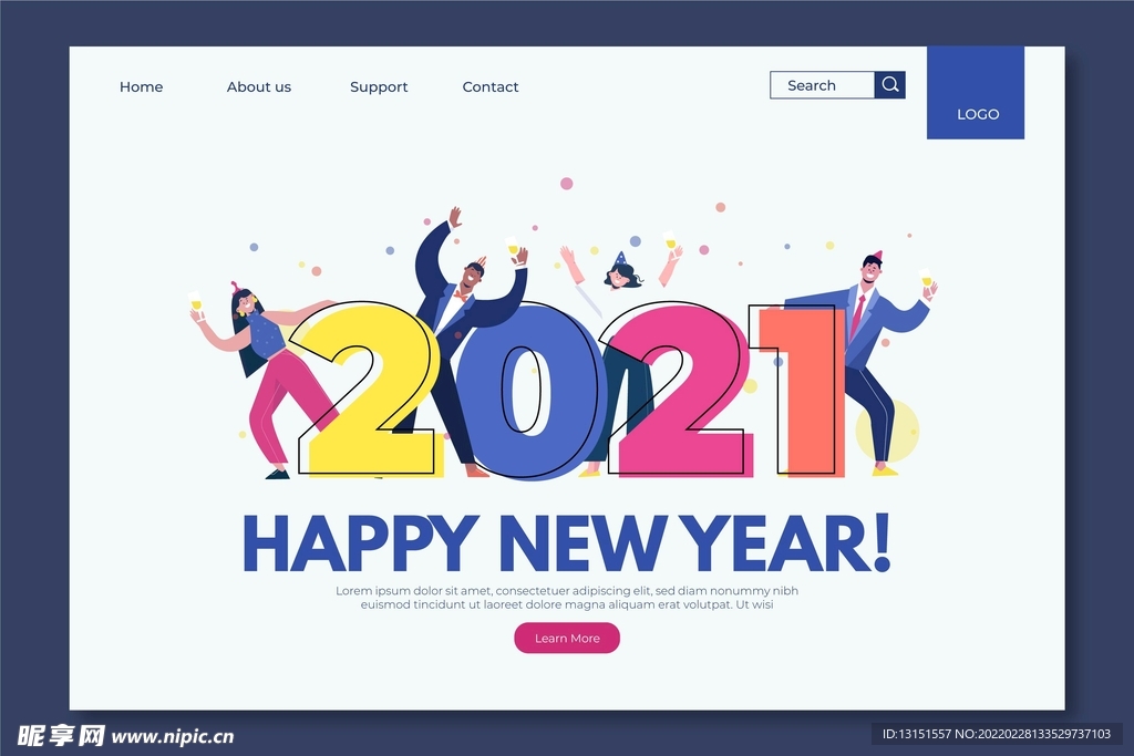 2021新年快乐矢量扁平化图形