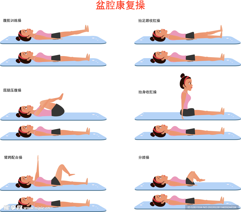 卡通盆腔康复操动作