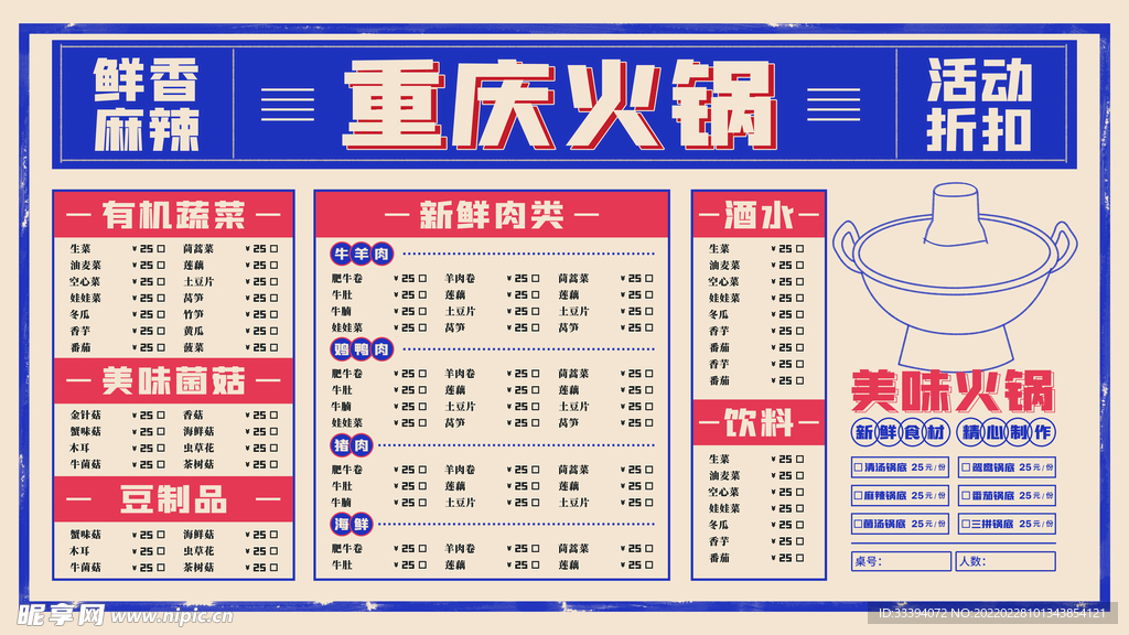 复古火锅菜单