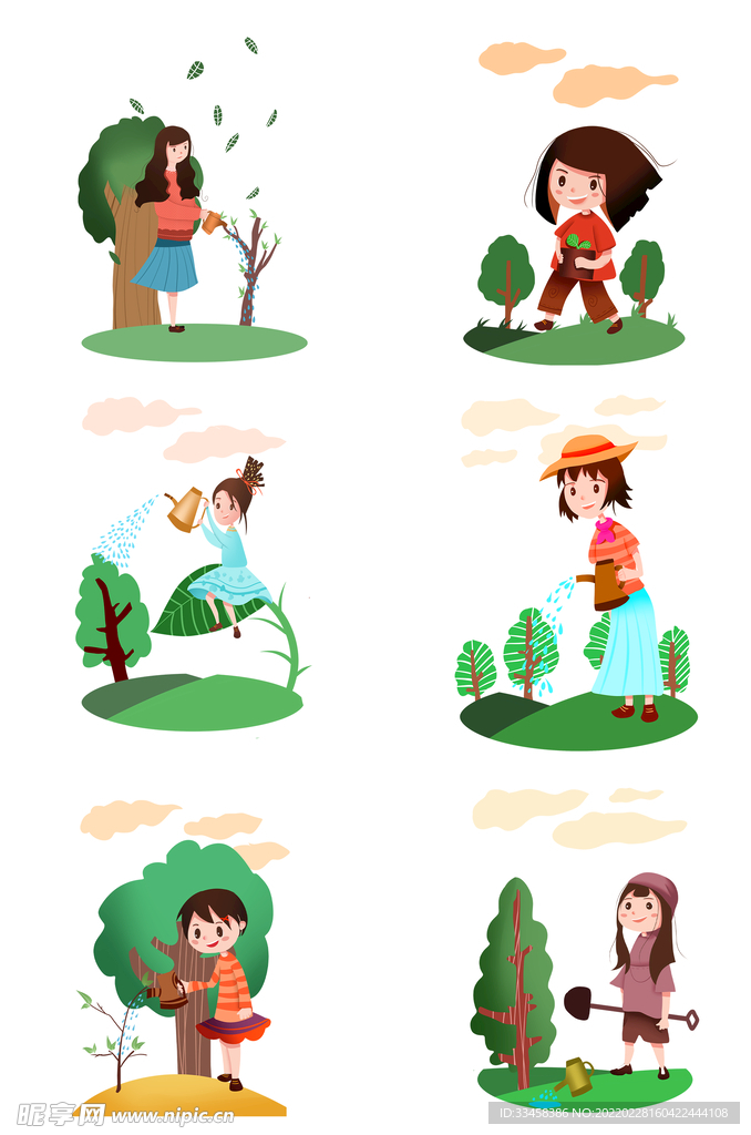 植树节人物插画合集