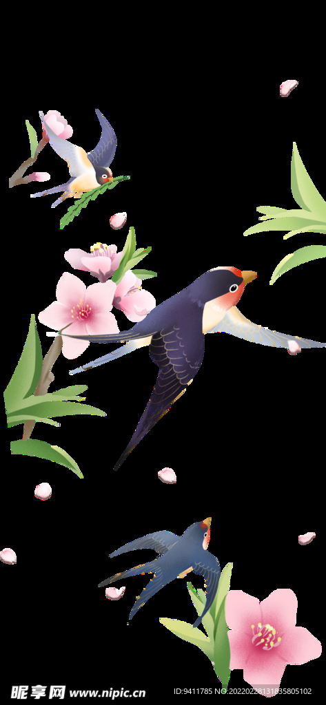 立春春季元素燕子水彩插画