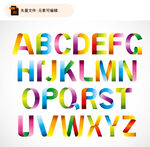 彩虹折叠字母矢量素材