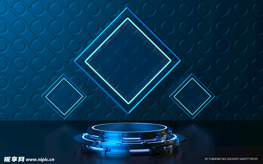 3D蓝色科技展台背景图片素材