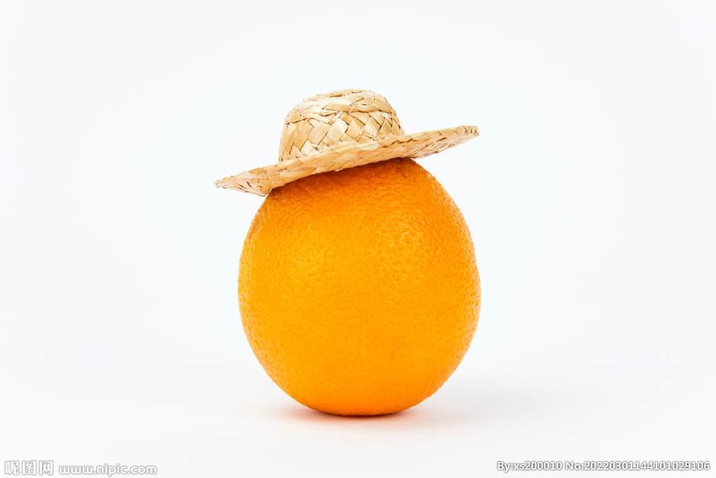 创意戴帽子的水果橙子