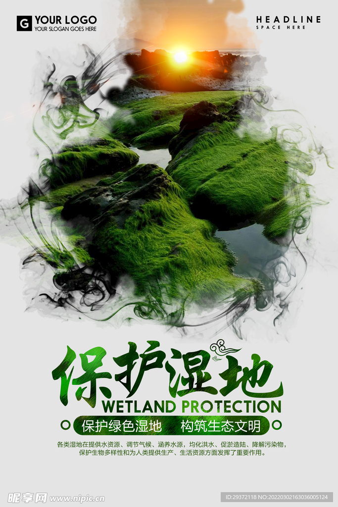 保护湿地公益环保宣传海报设计