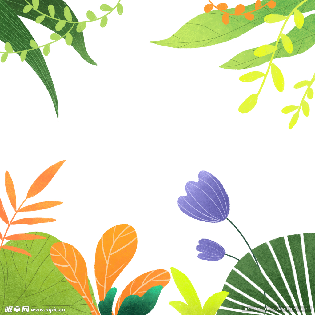 手绘植物装饰素材