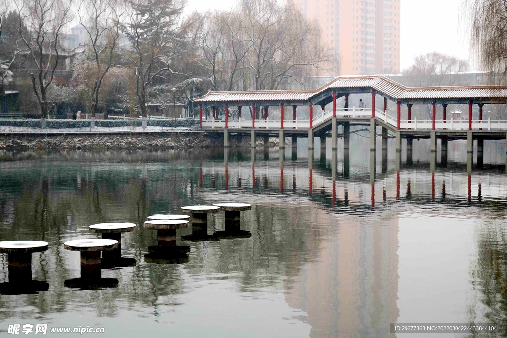 西安外事学院鱼化湖冬景