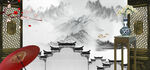 中式山水背景