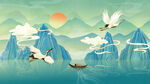 手绘花鸟山水风景画海报素材