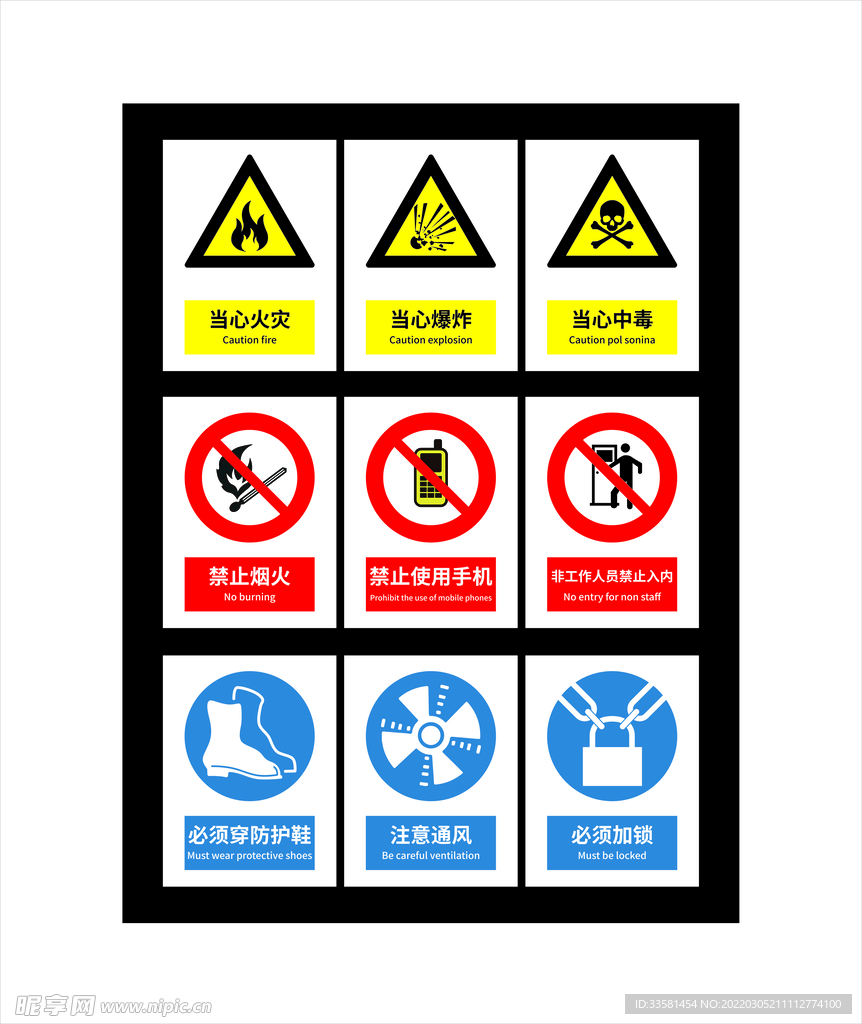 矢量安全标识当心禁止必须标识牌