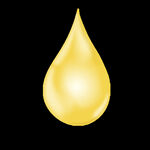 现实的油滴下降的蜂蜜滴，汽油黄