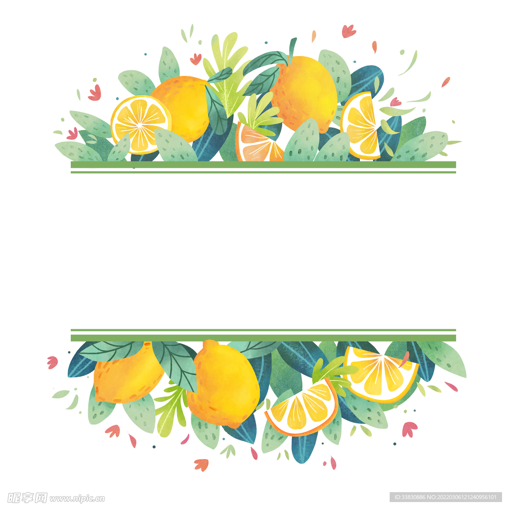 柠檬水果水彩画标题