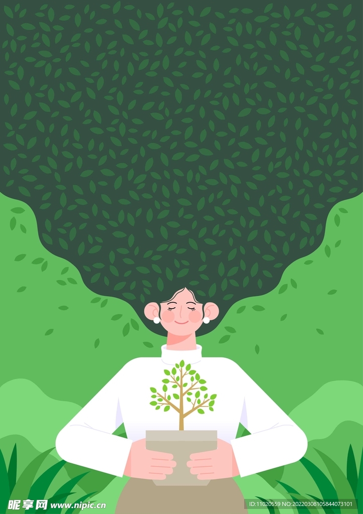 3.12植树节插画海报