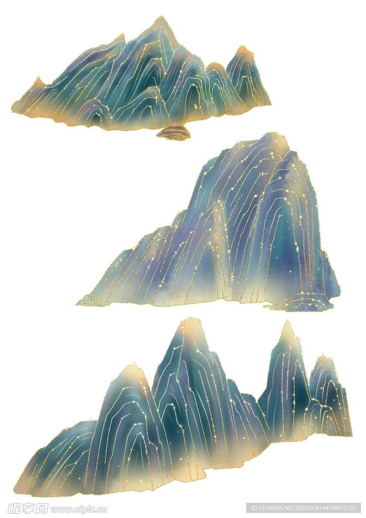 多款手绘中国风传统元素群山山脉
