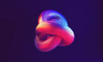 在深紫色背景上发光的抽象3d图