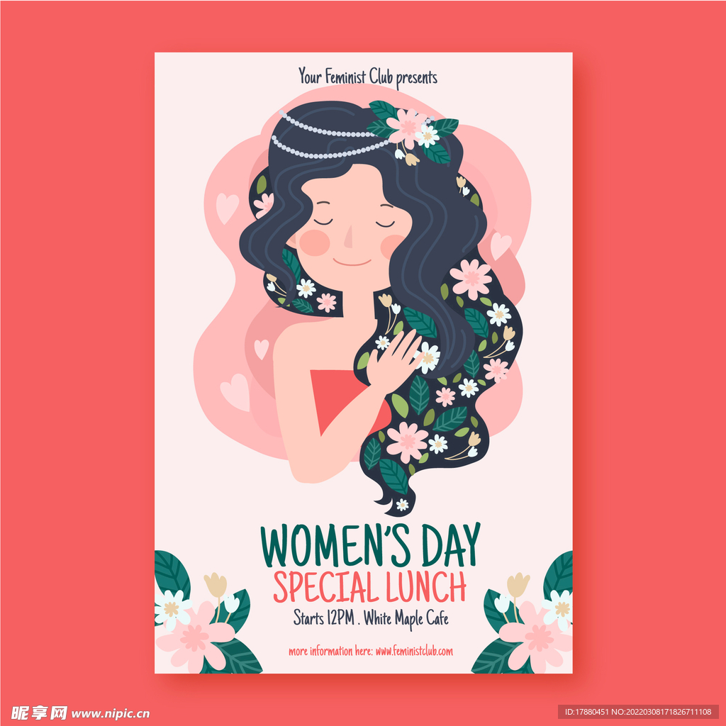 妇女节手绘插画海报