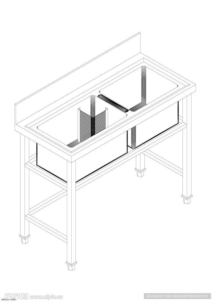 厨房水池不锈钢CAD 3D 