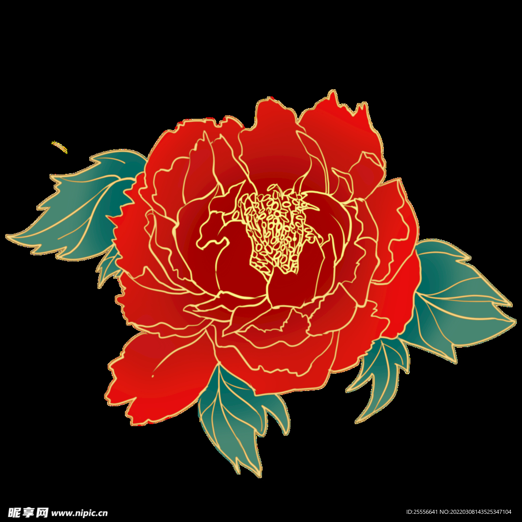 手绘国潮鲜花