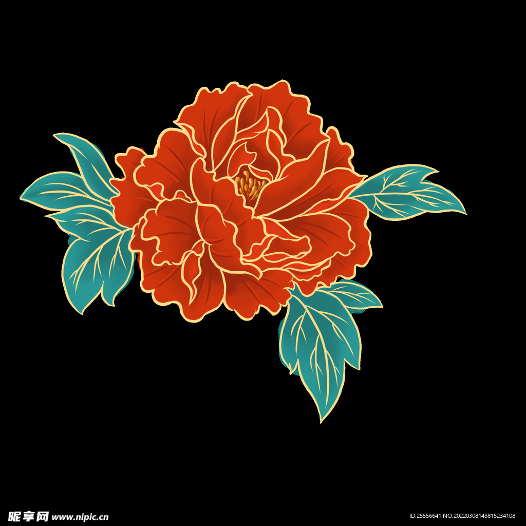 手绘国潮鲜花