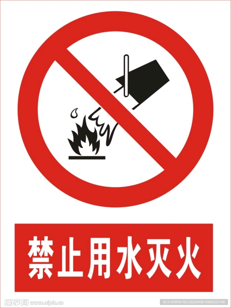 建筑禁止用水灭火图标