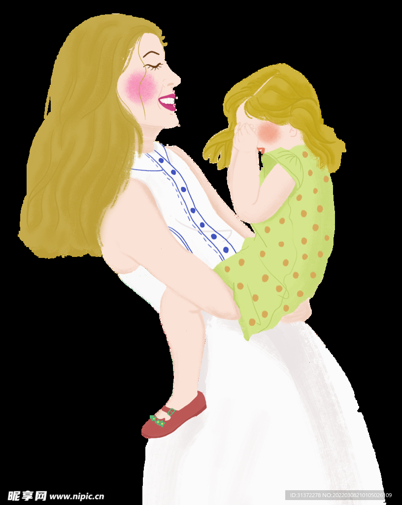  卡通母亲节母婴插图图片