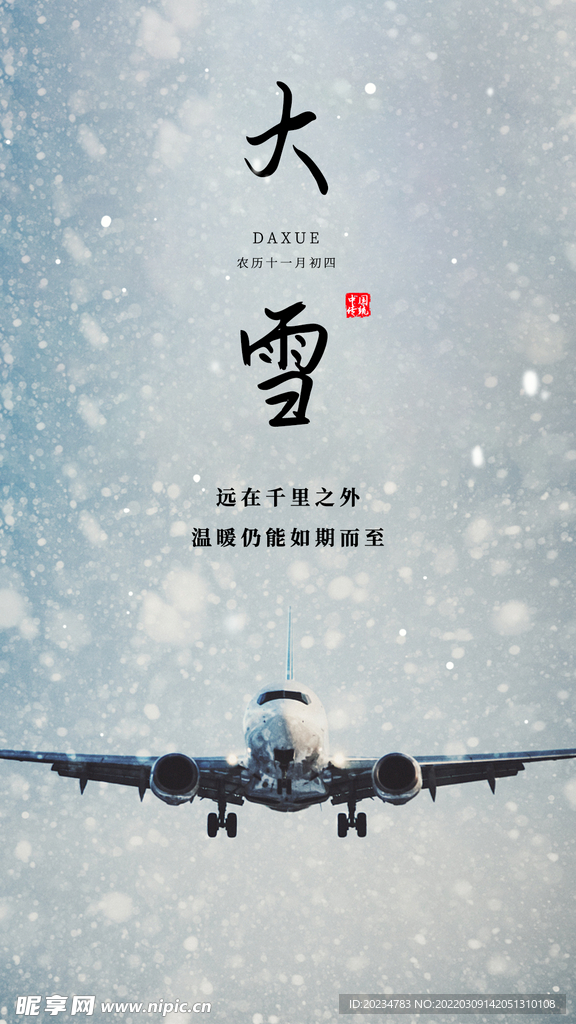 机场大雪节气海报