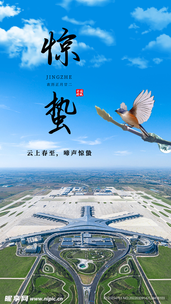 机场惊蛰节气海报